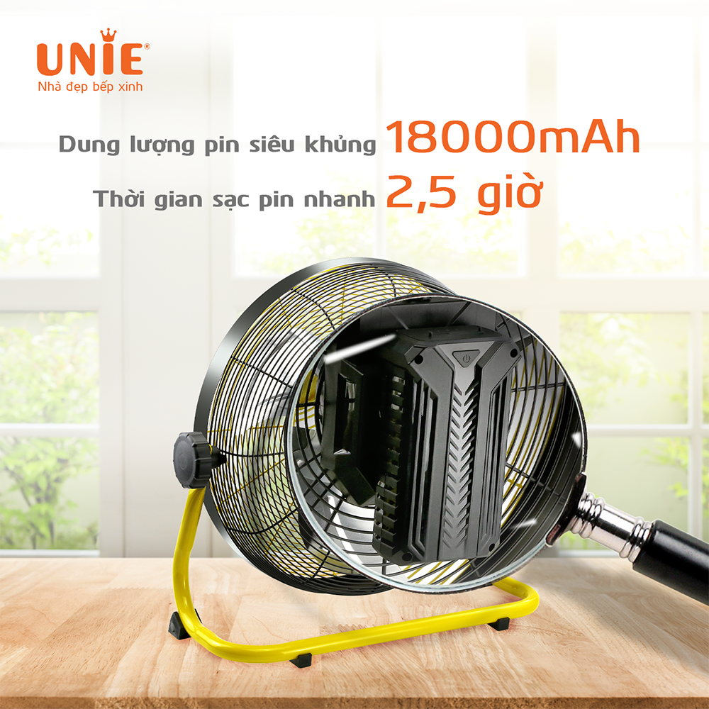 Quạt sạc tích điện UNIE UE-880 sạc 2.5h sử dụng 48h - Hàng chính hãng