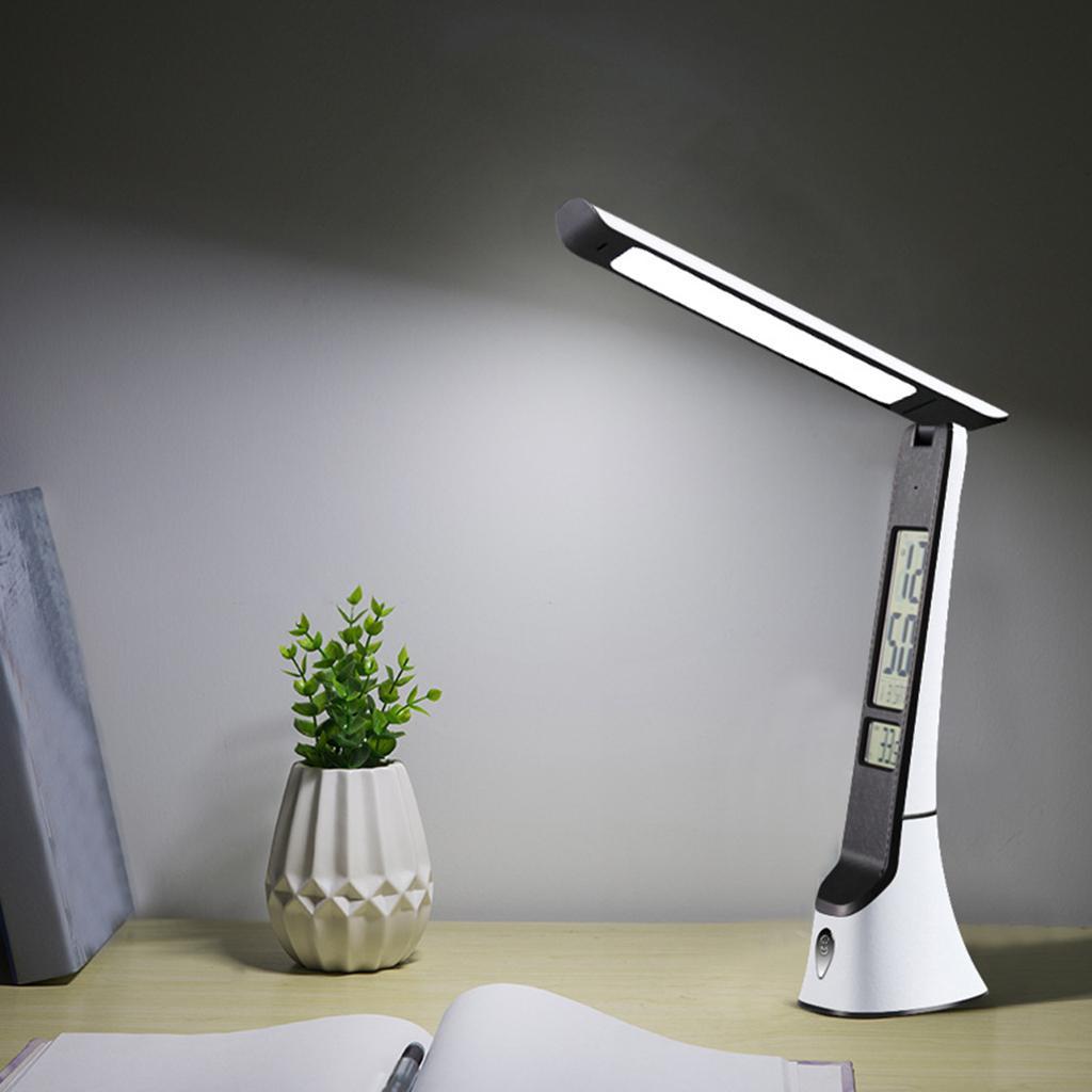 LED Desk Lamp Stepless Dimmable Folding Reading Light for Home Office White