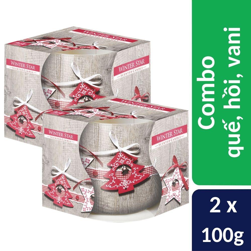 Combo 2 ly nến thơm tinh dầu Bispol Winter Star 100g - quế, hồi, vani, nến trang trí, thơm phòng, thư giãn, khử mùi