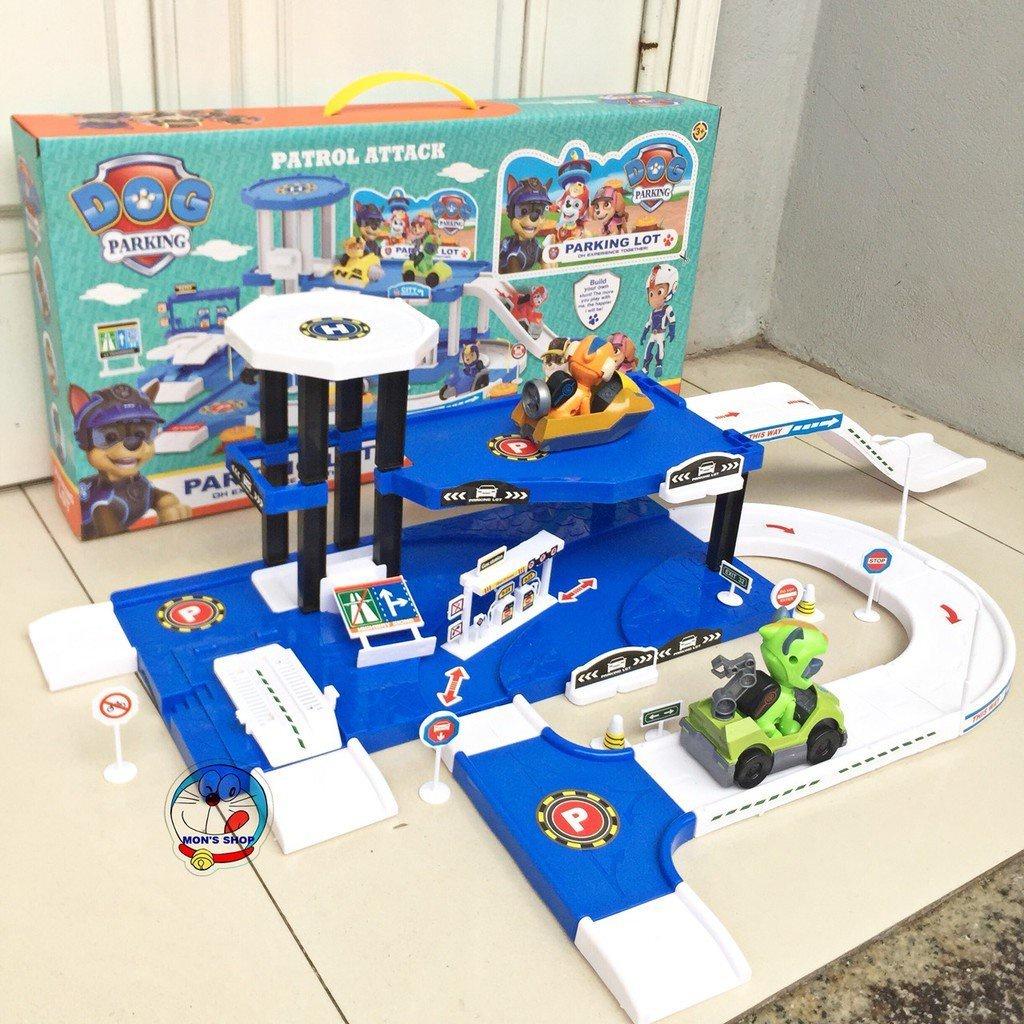 Đồ Chơi Chú Chó Cứu Hộ, Paw Patrol Lắp Ráp Mô Hình Bãi Để Xe Cầu Trượt Chú Chó Thông Minh Ngộ Ngĩnh, rèn luyên tư duy