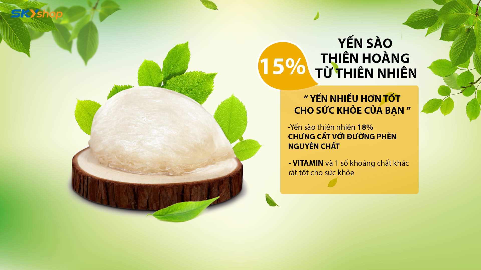 [ Combo 6 Hộp ] Yến Thiên Hoàng 15% Hương Lá Dứa ( 6 Lọ/ Hộp) + Tặng kèm 1 đôi dép