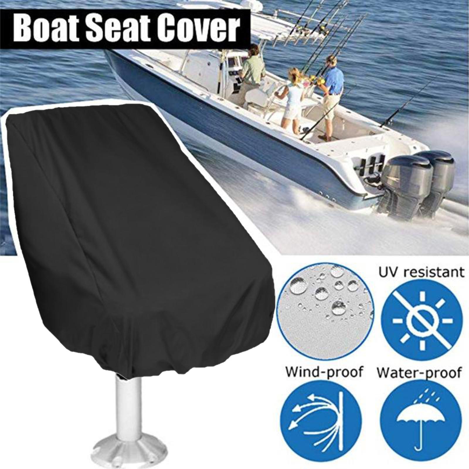 3x Boat Seat Cover Outdoor Yacht Waterproof Elastic Hem Protection Black