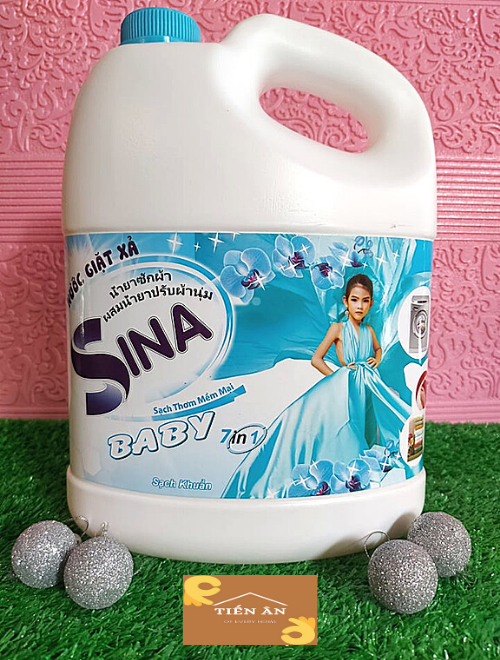 Nước giặt xả quần áo SINA BABY 7 in 1 3000ml (Màu Xanh )