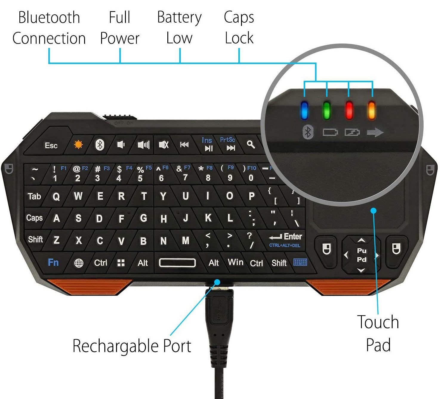 Bàn Phím Không Dây Mini SEENDA IS11-BT05 Có Hỗ Trợ Touchpad - Hàng Chính Hãng