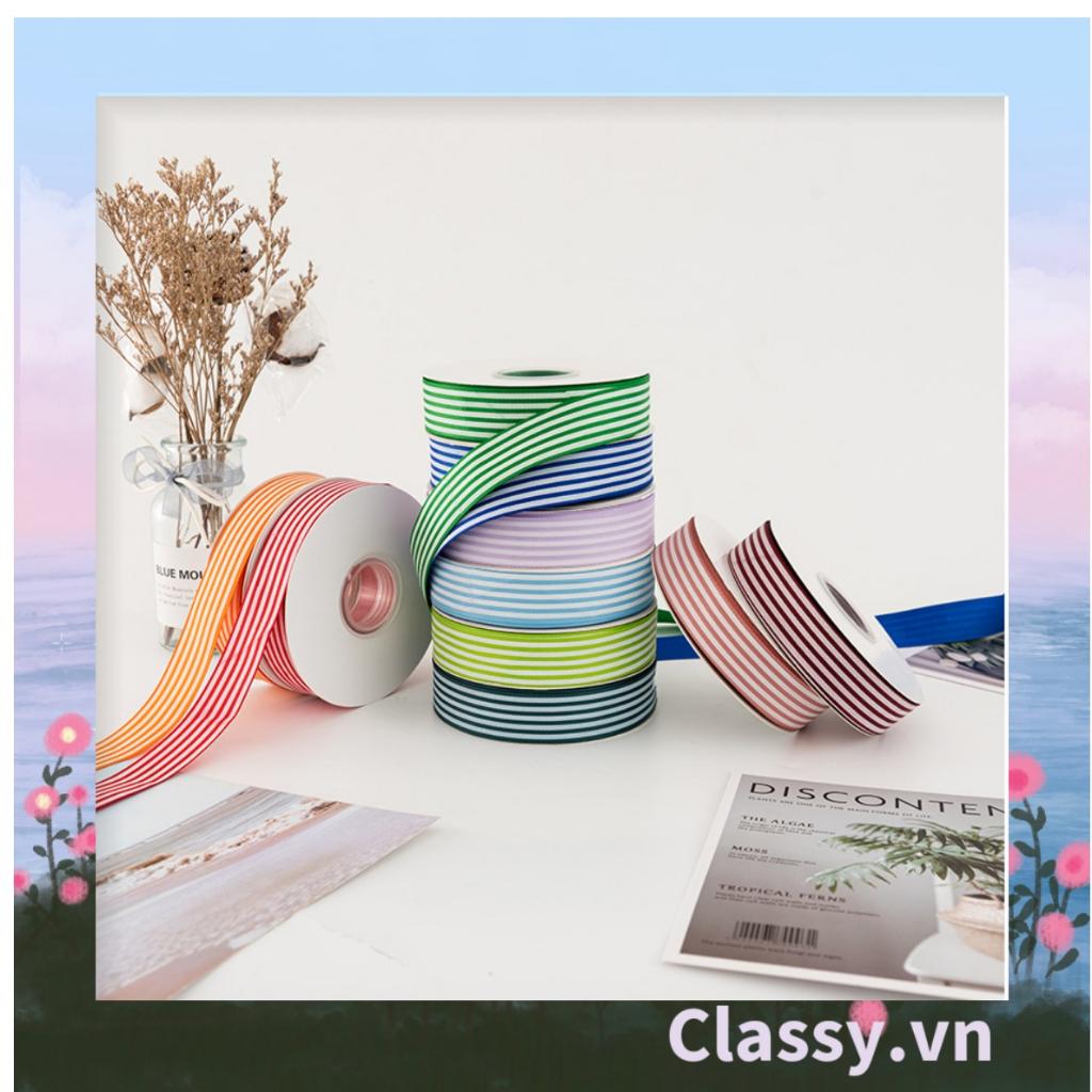 Ruy băng vải sợi poly Classy dài 01MÉT, họa tiết kẻ sọc, nhiều màu Q1084