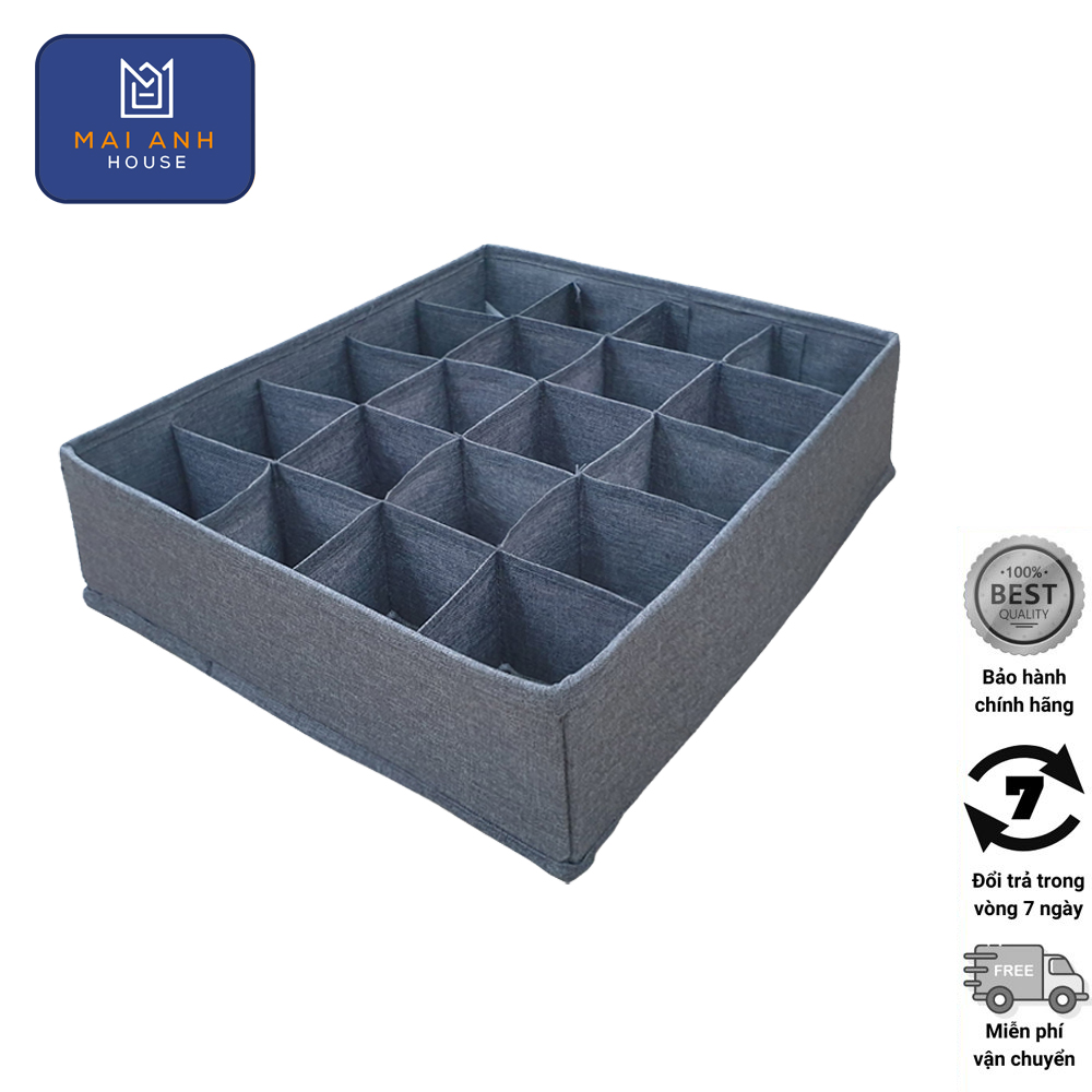 Khay đựng đồ lót chia 20 ngăn – vải Oxfort 600D – phong cách Thụy Điển sang trọng, bền đẹp – Grey