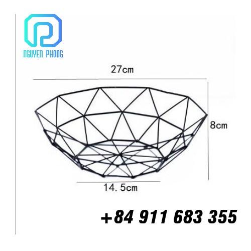 Rổ sắt hình đa giác, tô sắt đựng đồ trang trí, rỗ đựng trái cây, phong cách hiện đại, hàng chắc chắn giá tốt