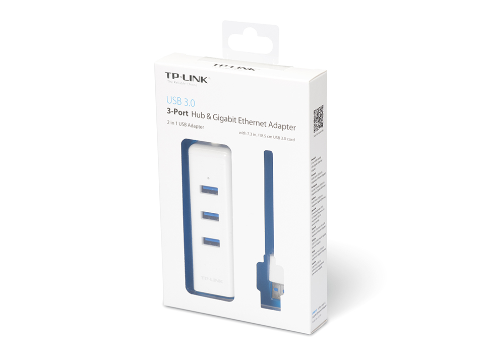 Hình ảnh Bộ Chuyển Đổi Mạng USB 3.0 Sang Ethernet Gigabit kèm 3 cổng USB 3.0 TP-Link UE330 - Hàng Chính Hãng