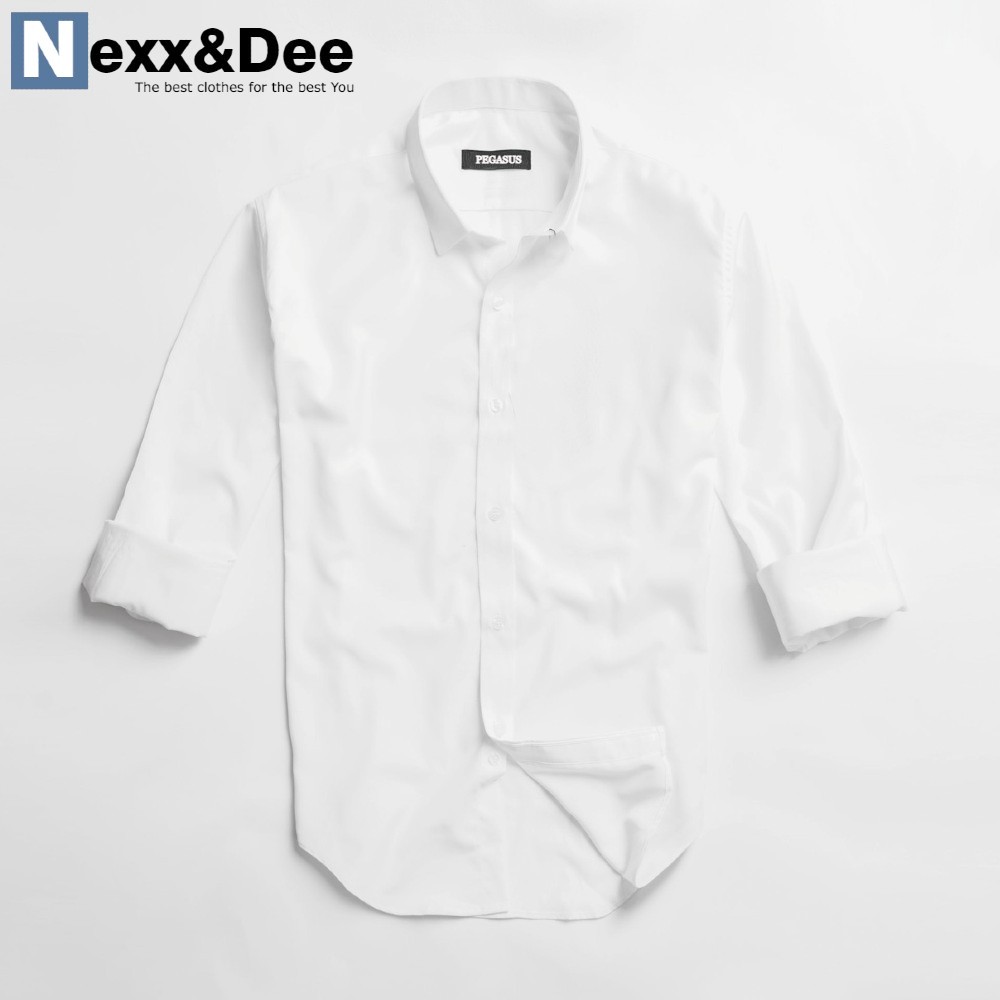 Áo sơ mi nam tay dài màu trắng công sở vải cotton lụa trẻ trung niên đi tiệc cưới cao cấp Nexx&Dee SM09