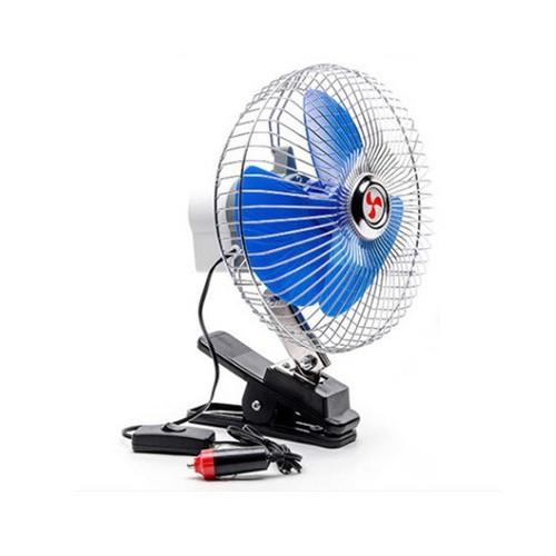 Quạt lồng sắt đế kẹp 12V hoặc 24V dùng trên ô tô XE TẢI CẦN CẨU-Đường kính 18cm 3 cánh