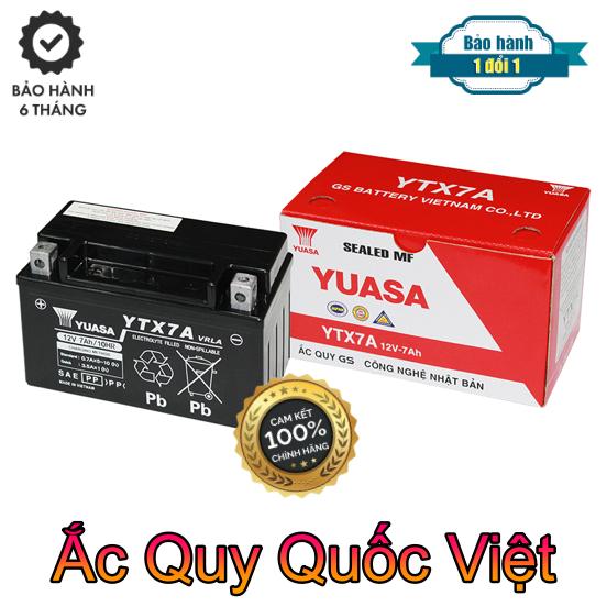 Bình ắc quy GS YTX7A (12V-7AH) cho xe ga Spacy, Attila, Shark, Excel, Joyride, Enjoy, Vespa, Fly - Chính hãng 100%