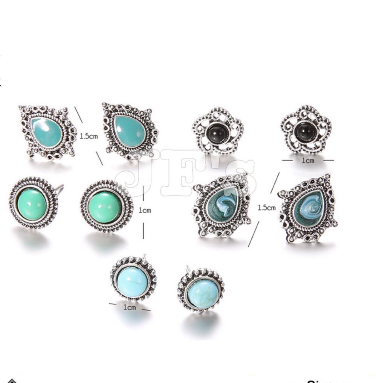 Bộ hoa tai nữ 5in1, bông tai phong cách châu âu sang trọng