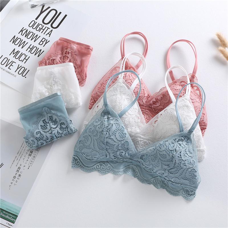 Pháp Mới Hồng Bông Siêu Mỏng Bộ Đồ Lót Mùa Hè Gợi Cảm Dây Không Push Up Bra Bộ Mùa Xuân phụ Nữ Plus Kích Thước Bộ Đồ Lót Ren