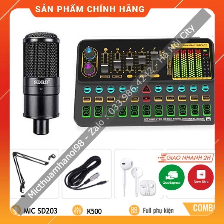 Trọn Bộ Sound Card K500 Mic SD203 . Chuyên Dùng Livestream , Thu Âm , Live Bigo . Bảo Hành 12 Tháng