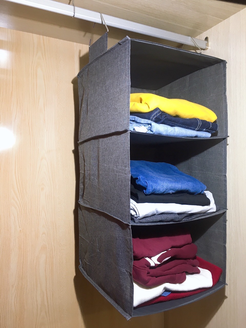 Tủ vải treo quần áo 3 tầng tiện gọn dễ tìm hàng Việt Nam cao cấp chất vải oxford 300d - Màu Ghi