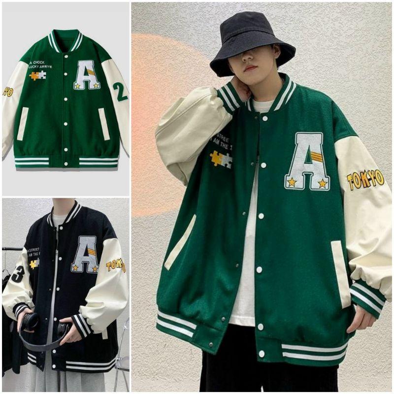 Áo Khoác Bomber Thêu Chữ A Form Rộng Unisex Chất Nỉ Bông feesize dưới 60kg - ThoiTrang