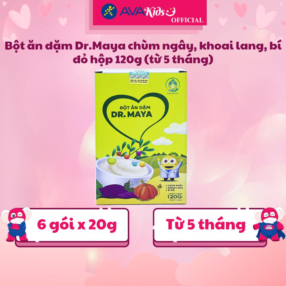 Bột ăn dặm Dr.Maya chùm ngây, khoai lang, bí đỏ hộp 120g (từ 5 tháng) - Hàng Chính Hãng