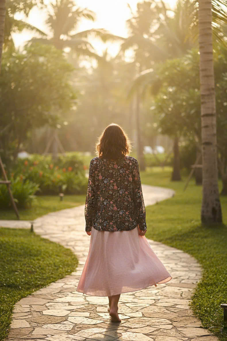 Áo Sơ Mi Hoa Điểm Ngọc, Áo Sơ Mi Tay Dài Nữ Chiffon Voan Hoa Cổ Điển Vintage thời trang thiết kế Hity Top171