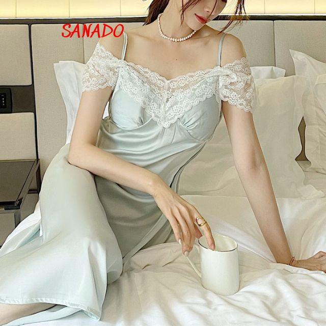 (V25) Váy ngủ lụa đầm ngủ dễ thương đầm mặc nhà đẹp cho nữ - Sanado