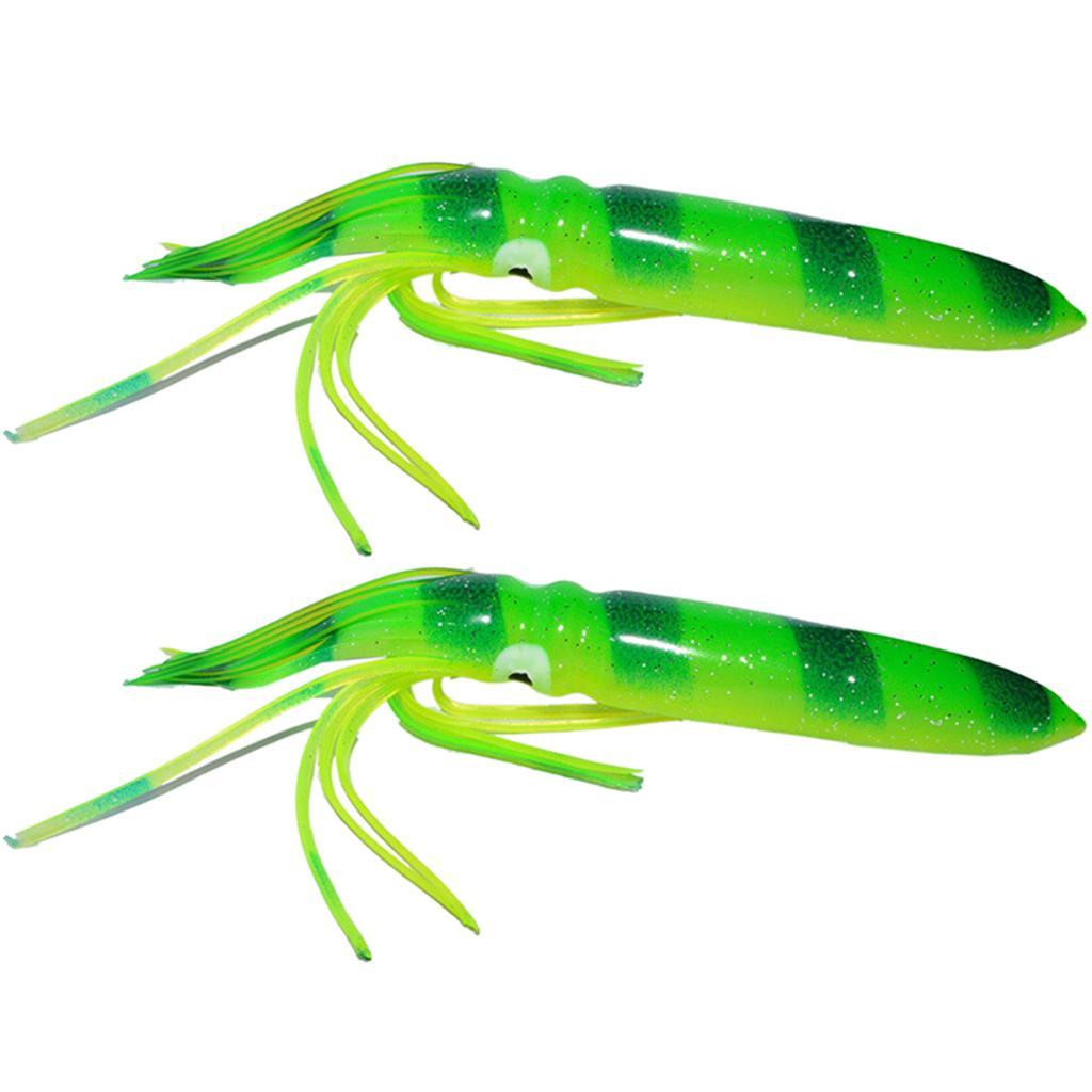 2PCS Fishing Lures Octopus Squid Skirt Bait Trolling Soft Lure Set, 18cm, 15g, Available in 4 Colors