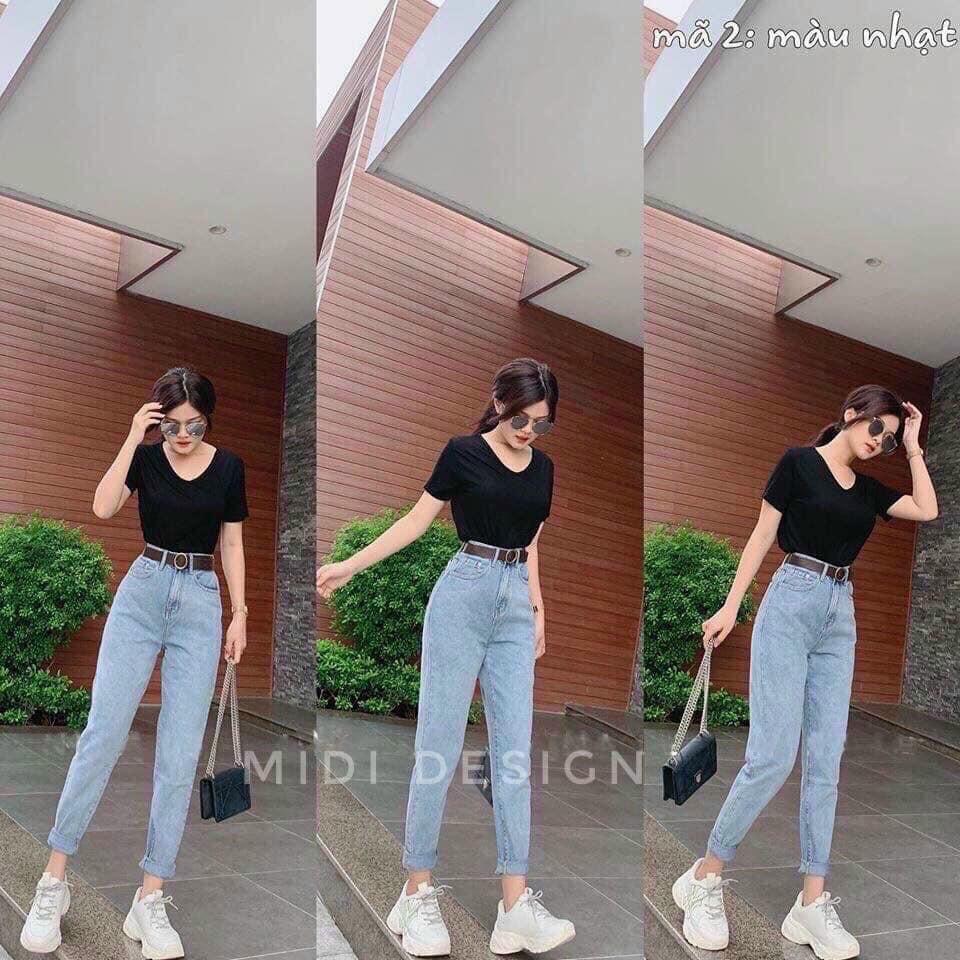 Quần baggy jean nữ trơn size đại.