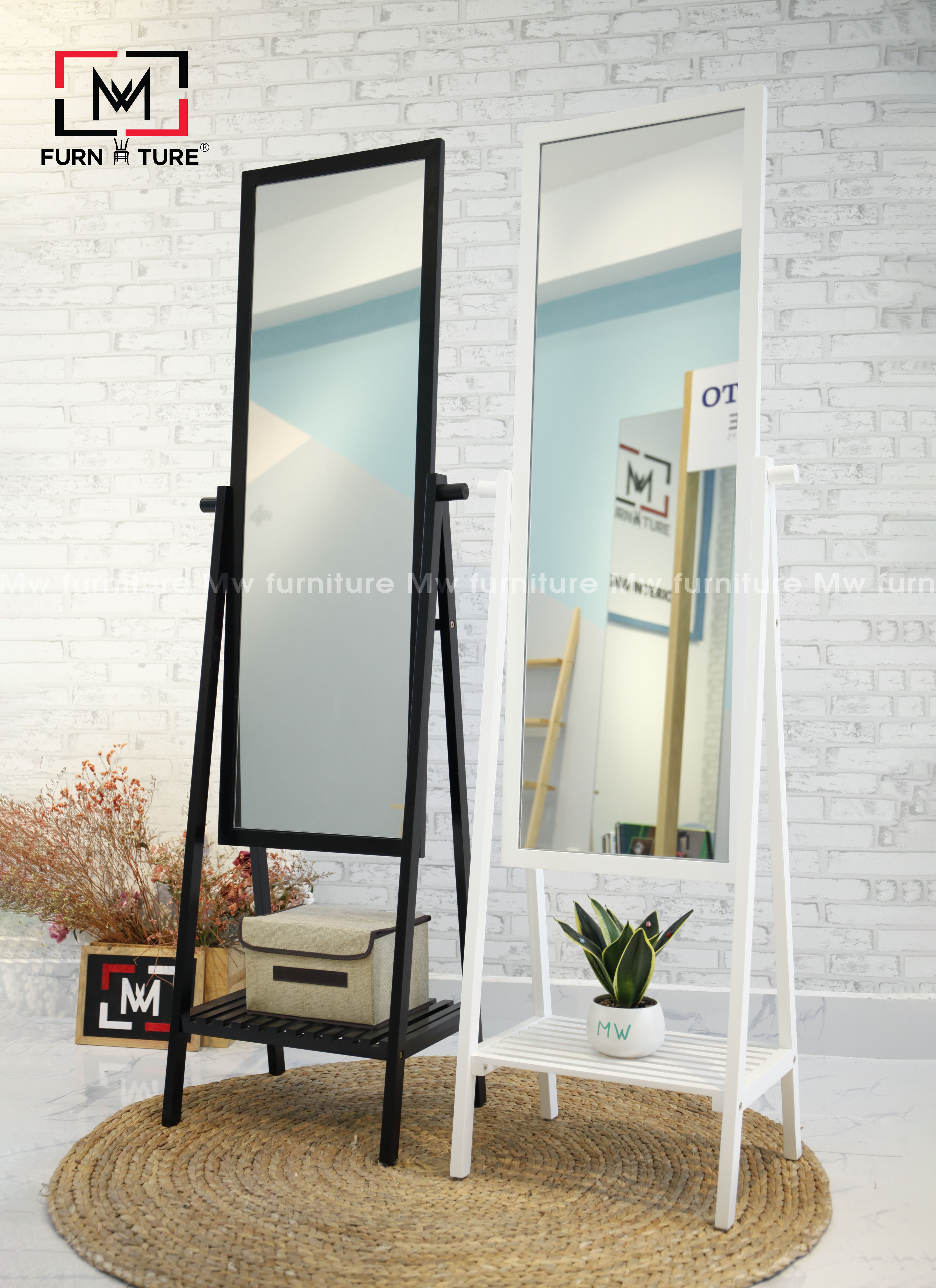 GƯƠNG KỆ ĐỨNG KHUNG GỖ HÀN QUỐC - A MIRROR SHELF