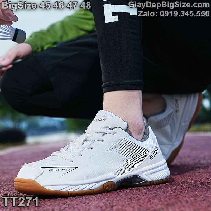 Giày chơi cầu lông tennis cỡ lớn 45 46 47 48 cho nam cao to chân ú bè. Big size badminton shoes for wide feet