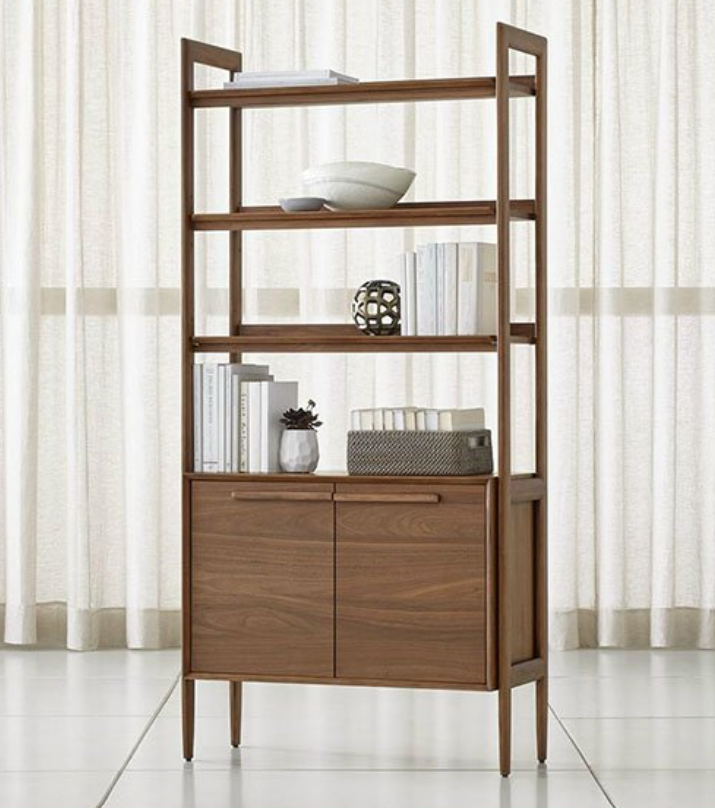 Kệ sách kèm hộc tủ gỗ bạch dương Juno sofa ngang 92 x 40 x 192 cm màu gỗ óc chó