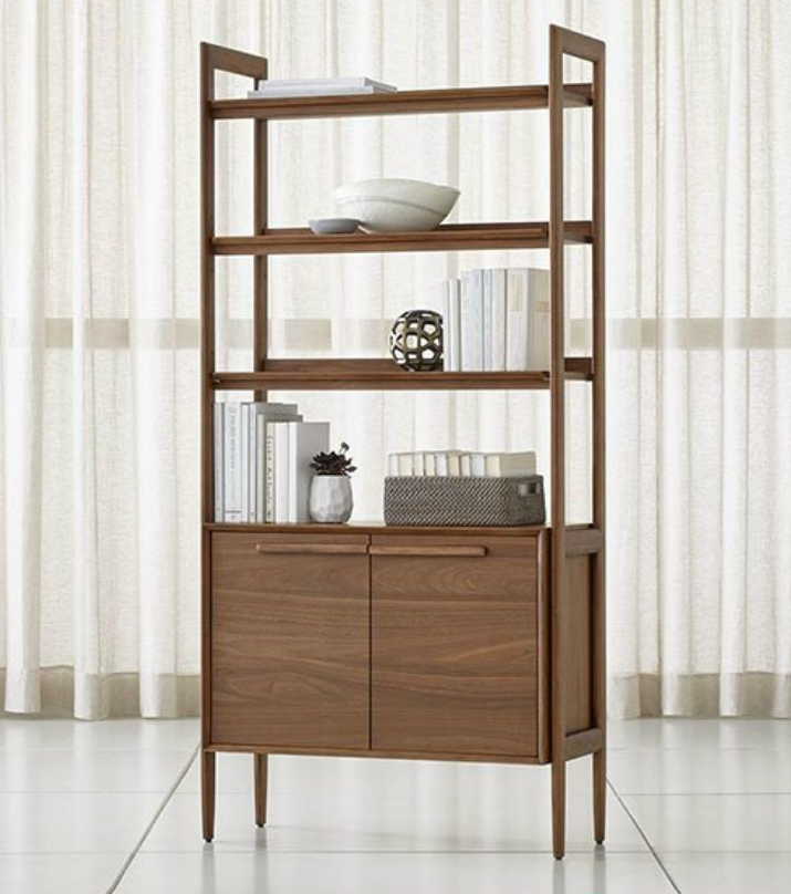 Kệ sách kèm hộc tủ gỗ bạch dương Tundo ngang 92 x 40 x 192 cm màu gỗ óc chó