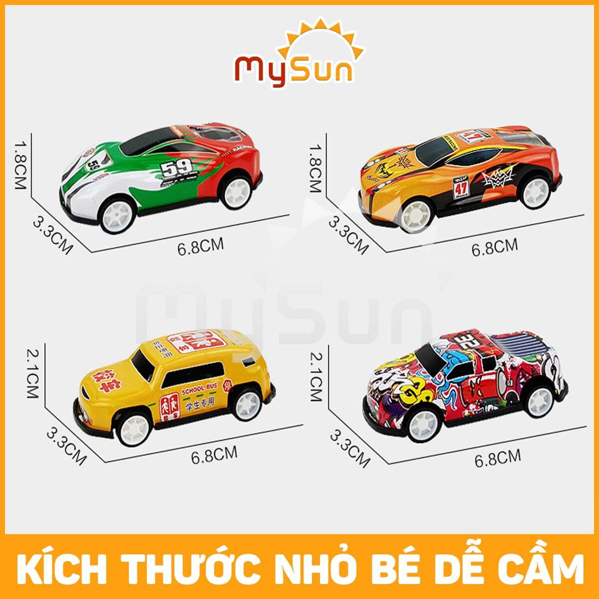 Bộ xe đua ô tô đồ chơi mô hình oto cho bé trai bằng hợp kim sắt MySun