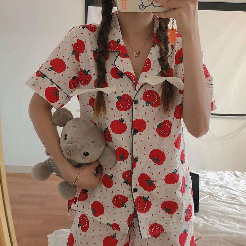 Set bộ ngủ pijama hình cà chua vải cotton