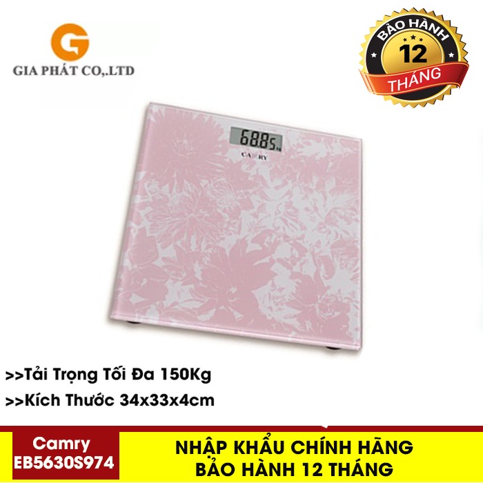 HÀNG CHÍNH HÃNG- Cân sức khỏe gia đình Camry EB5630S cao cấp hoạt động điện tử, mặt kính chịu lực, trọng tải cao