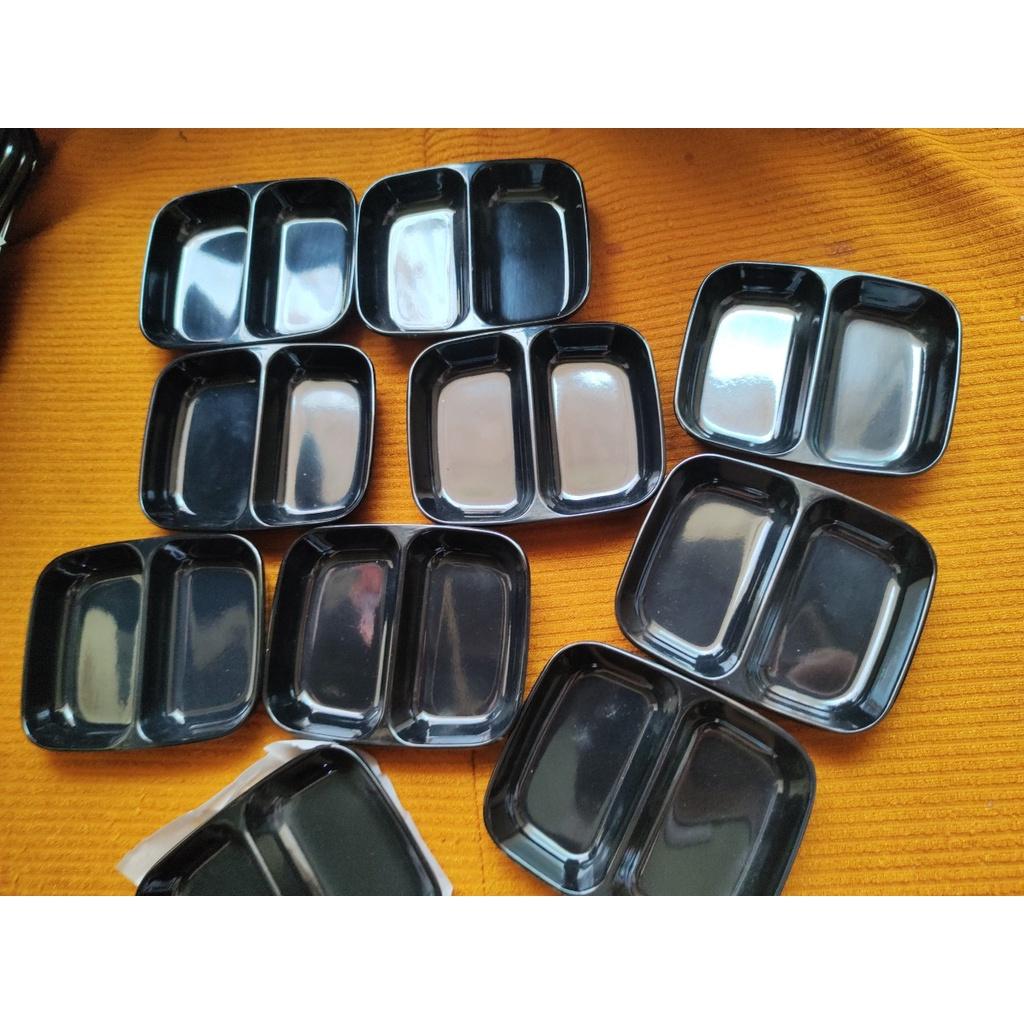 Combo 10 cái chén chấm 2 ngăn 9.0 x 7.3 x 1.5 cm màu đen bóng