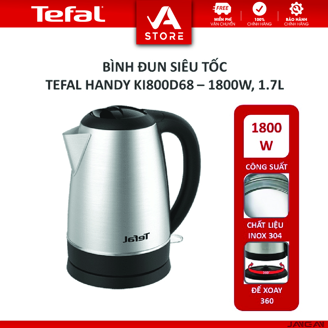 Bình đun siêu tốc 1.7L Tefal KI800D68 - 1800W - Hàng Chính Hãng