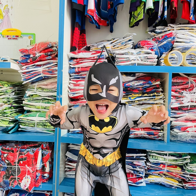 Bộ siêu nhân Batman liền quần kèm nón trùm và găng tay B176
