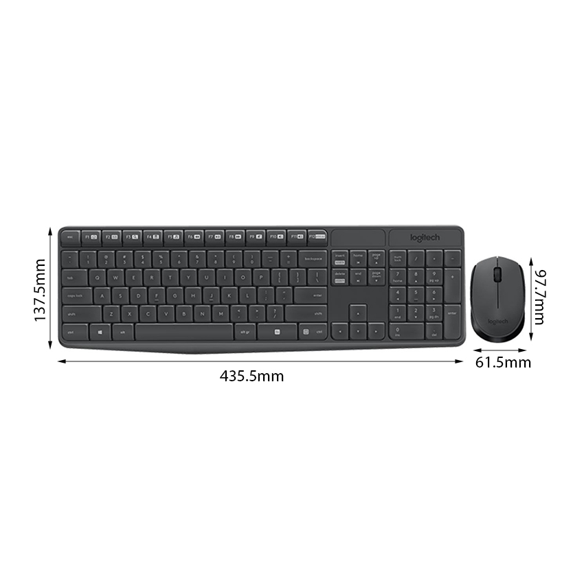 Bộ bàn phím chuột không dây Logitech MK235 Wireless (USB/đen) - Hàng chính hãng DGW phân phối