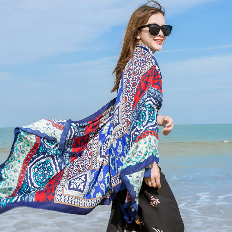 Khăn Choàng Quàng Cổ Boho Họa Tiết Tế Bào Thổ Cẩm - Chất Liệu Cotton - Size:90x180cm - Mã KC002