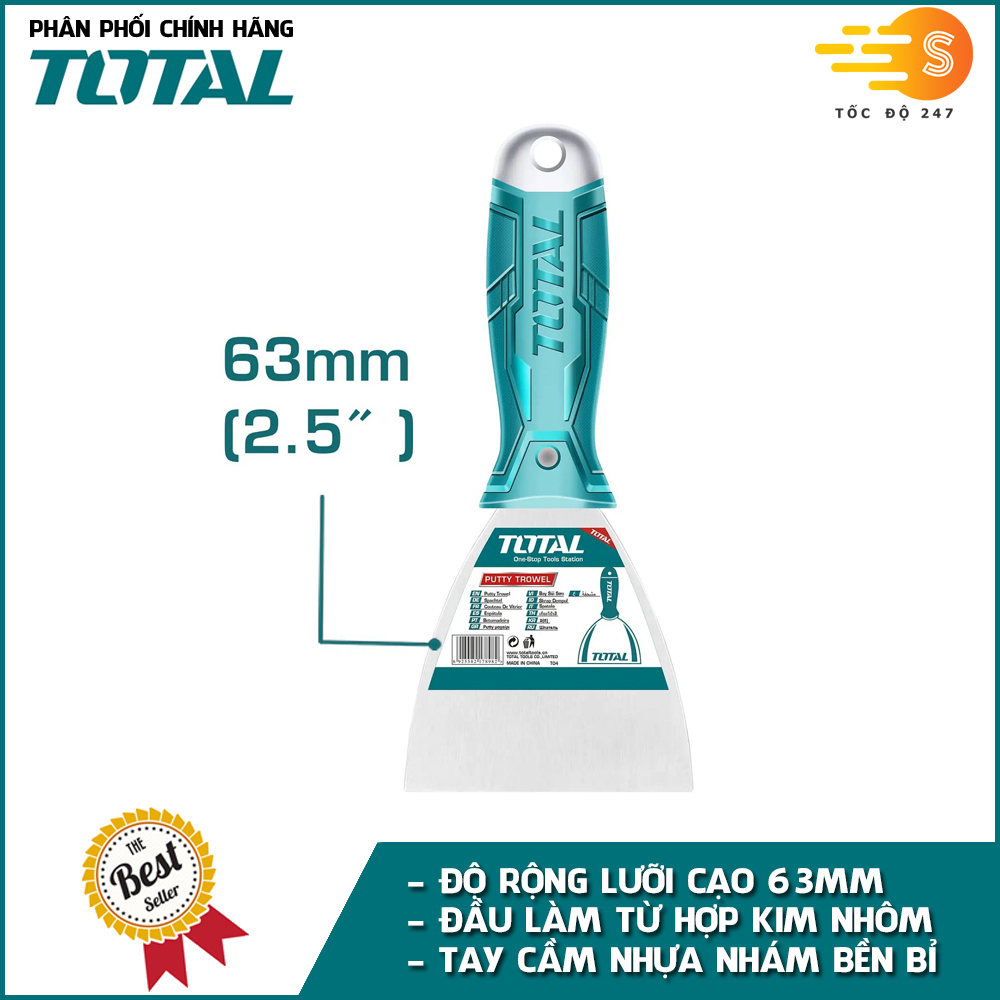 Cây bay sủi cạo sơn kim loại TOTAL 63mm (THT836326), 125mm (THT8312526) - Hợp kim nhôm, loại bỏ sơn, gỉ sét