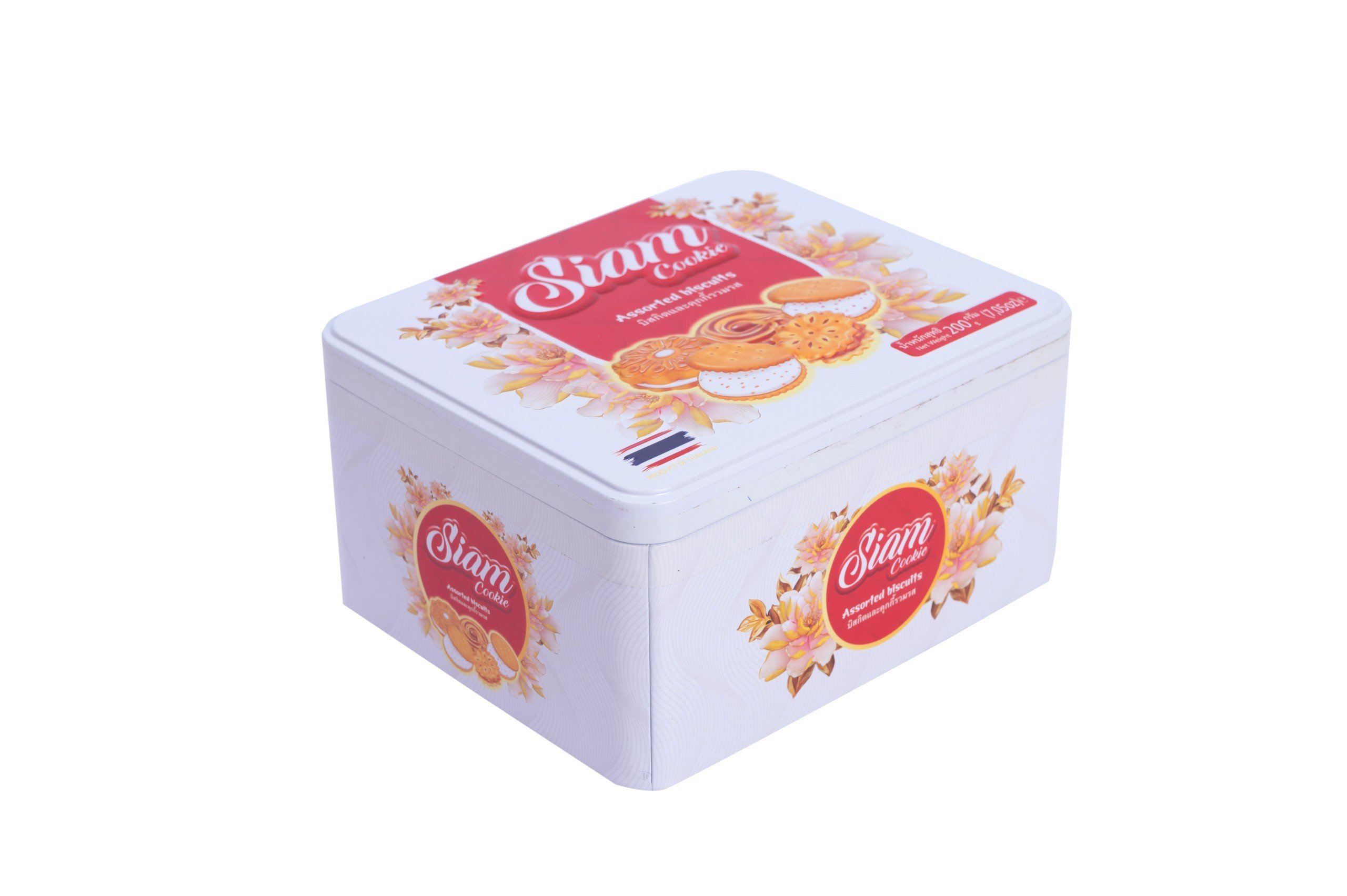 Bánh quy Siam mix các vị 200g hộp sắt CN - màu trắng