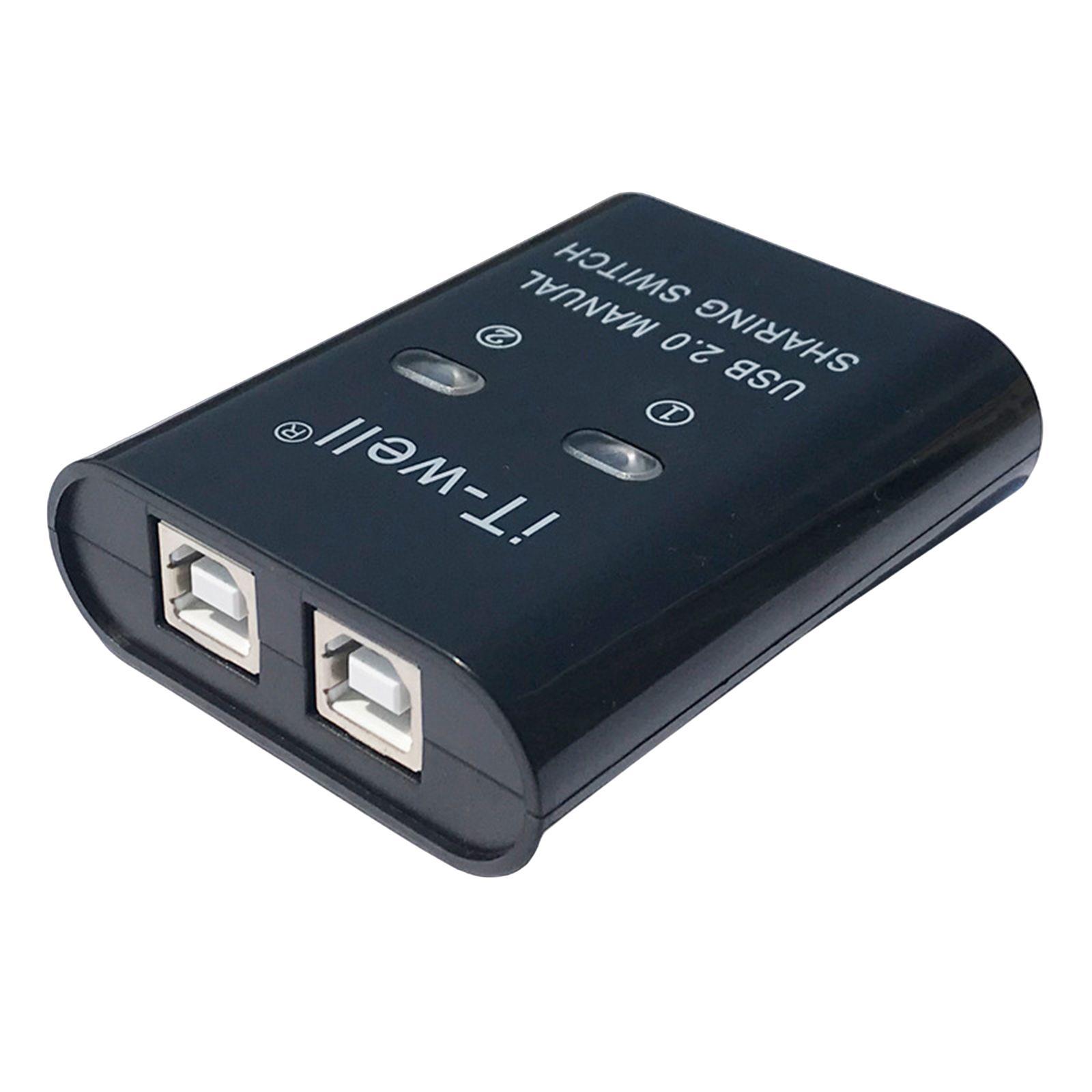 2 in 1 Out USB Printer Sharing Device Splitter Hub Plug and Play