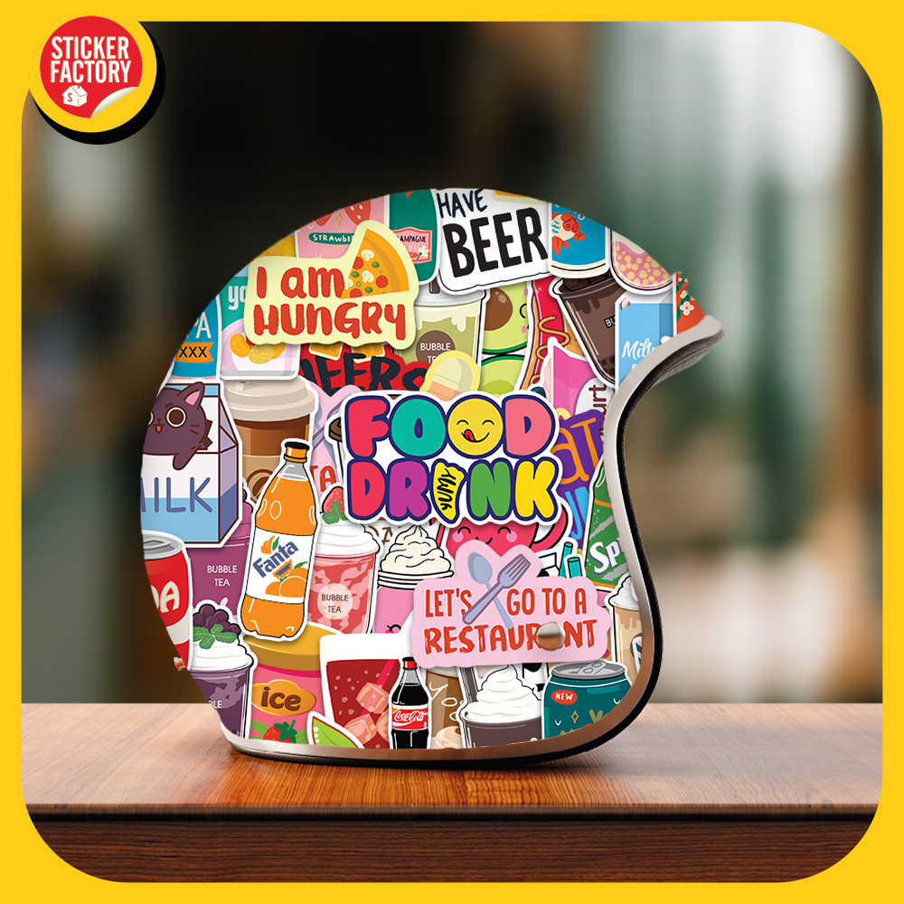 Food and Drink - Set 100 sticker decal hình dán nón bảo hiểm, laptop, xe máy, ô tô - STICKER FACTORY