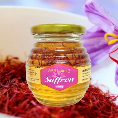 Mật ong Saffron Phúc Khang 140g - Hũ thủy tinh cao cấp - Tiêu chuẩn chất lượng ISO 22000 - Ngăn ngừa lão hóa Cân bằng nội tiết tố - giảm căng thẳng - mất ngủ ,Bảo vệ tim mạch - Thảo dược an toàn , Tự nhiên