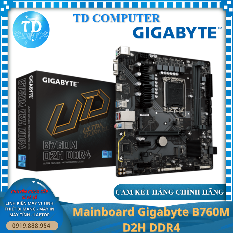 Main Gigabyte B760M D2H ~ (Socket 1700, HDMI + VGA DDR4 M2) - Hàng chính hãng Viễn Sơn phân phối