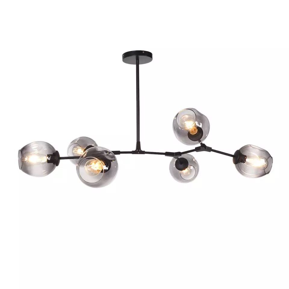 Đèn chùm bộ 6 bóng chao thuỷ tinh cao cấp thiết kế sang trọng trang trí quán cafe, nhà hàng, khách sạn THCN 191B-20