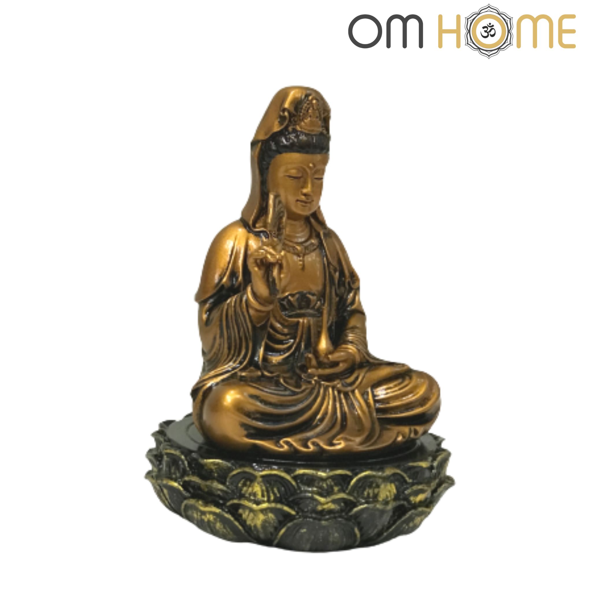 Tượng Quan Thế Âm Bồ Tát Nhí Kèm Đế Sen Om Home