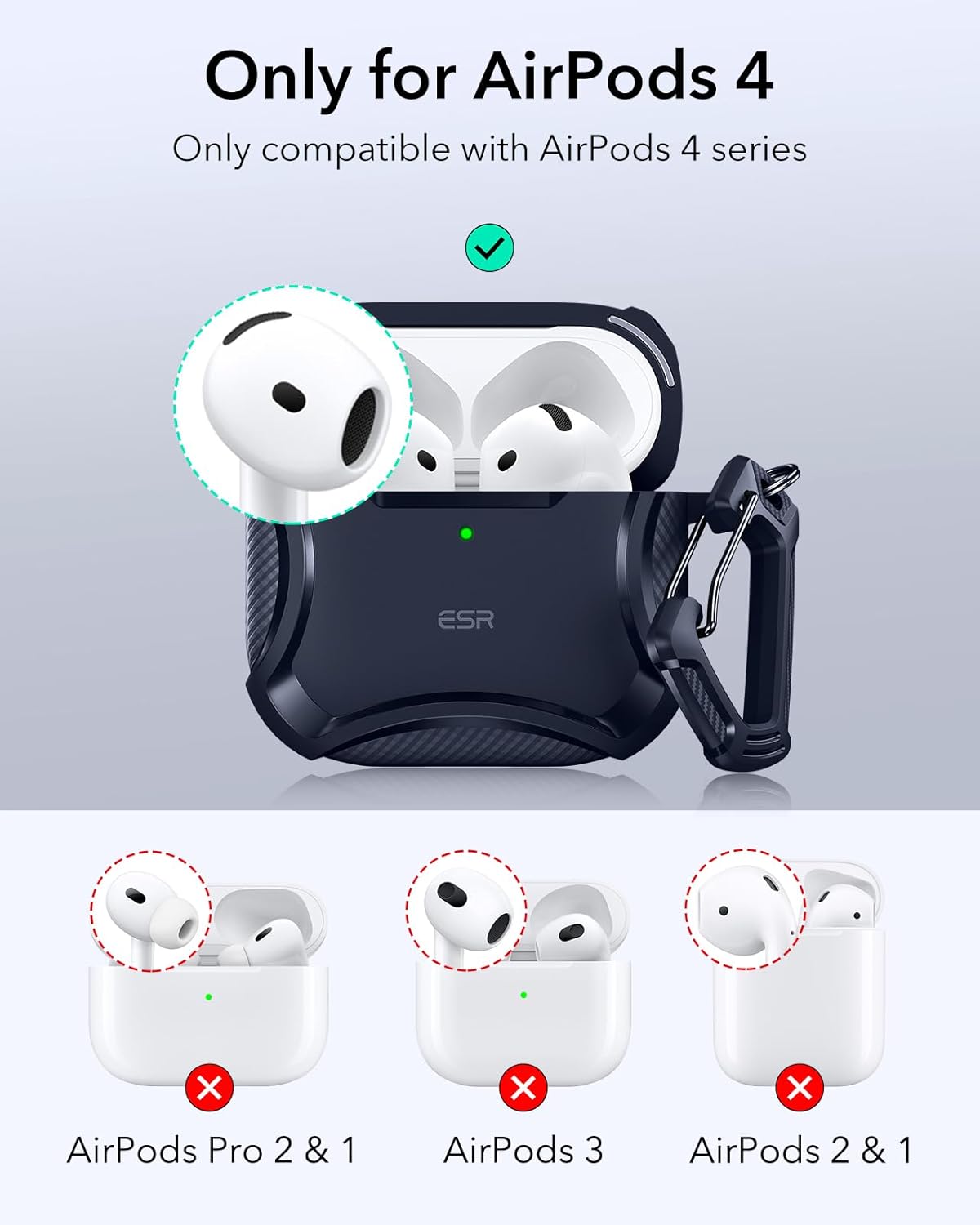 Bao Case ESR Cyber Tough Case with HaloLock cho Airpods 4 - Hàng Chính Hãng