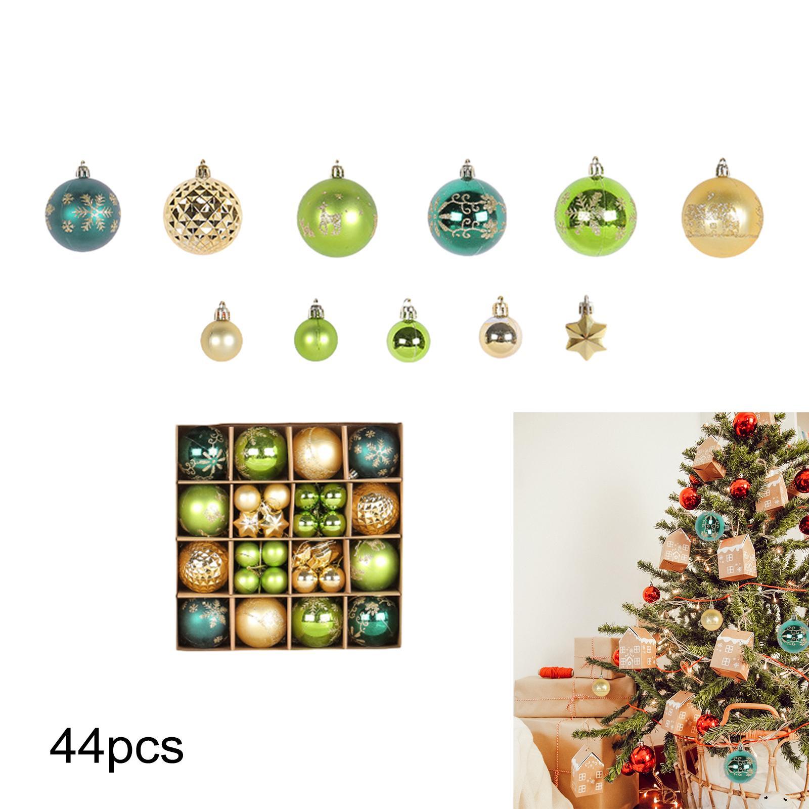 44Pcs Christmas Balls Ornaments with String Decorative Balls Xmas Tree Decor