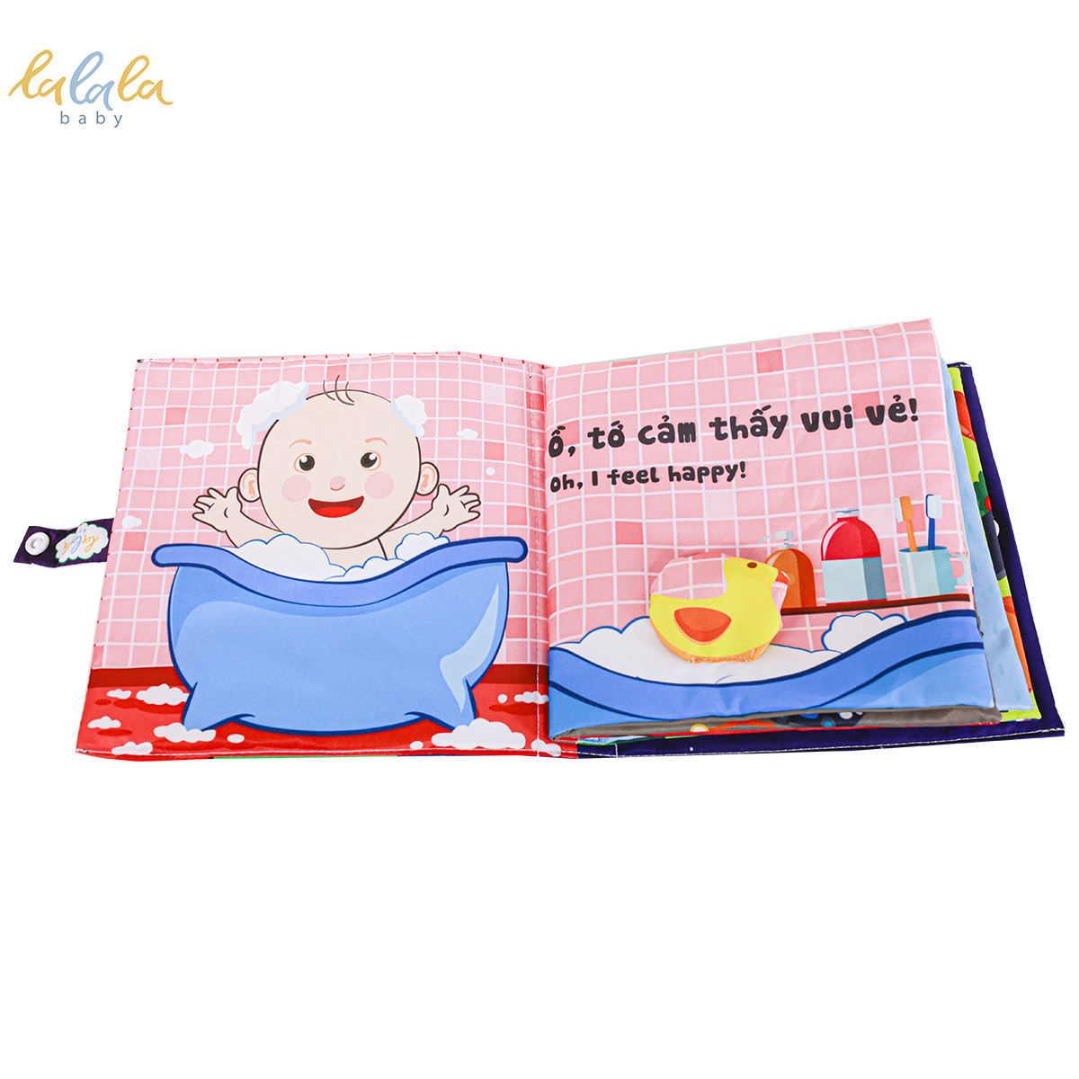 Sách vải Song ngữ Bé cảm thấy thế nào kích thước 18x18cm, Sách vải tương tác sột soạt thú vị, Bé phát triển đa giác quan. CHÍNH HÃNG. Dành cho bé từ 0-3 tuổi