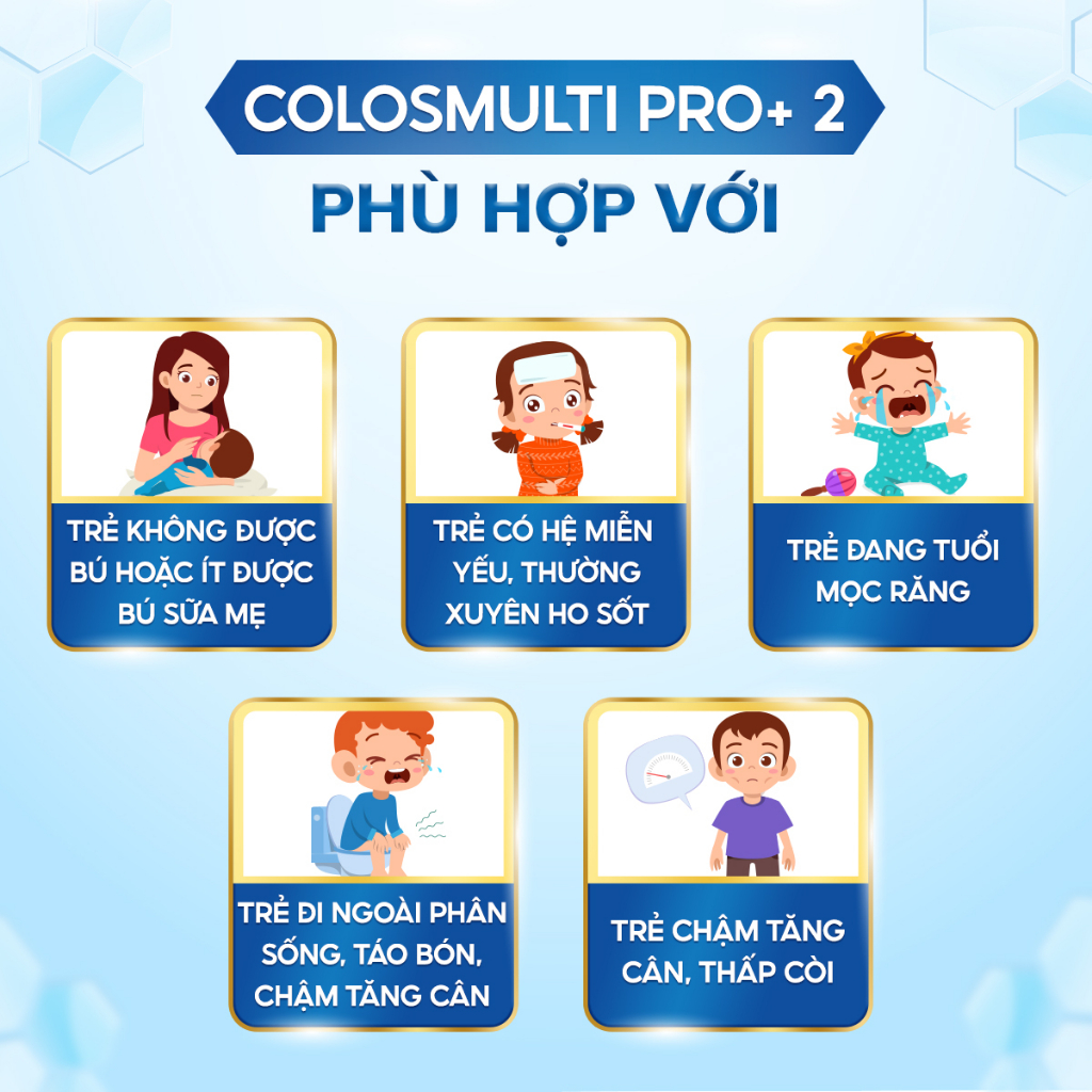 [ HỘP DÙNG THỬ] Sữa Bột Colosmulti Pro+ 2, 2 túi x 15g tăng cường hấp thu, miễn dịch, phát triển thể chất và nhận thức