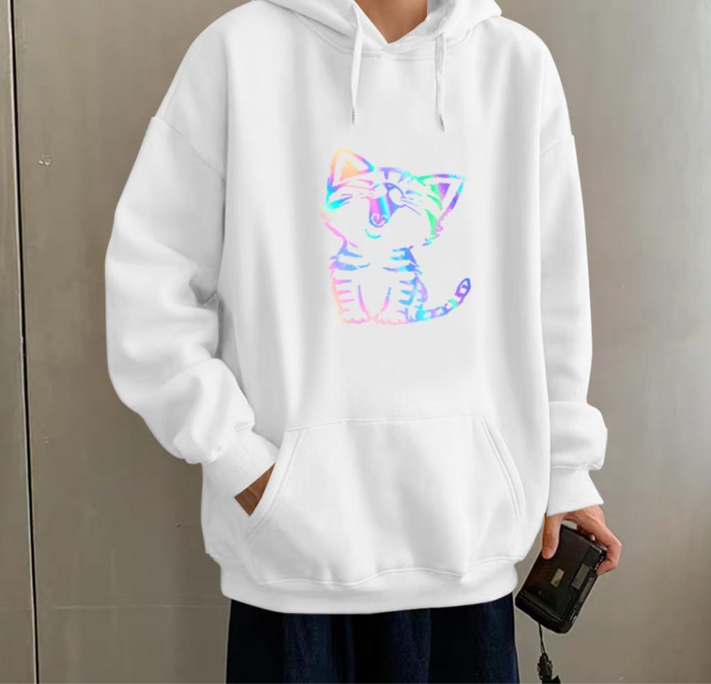 ÁO KHOÁC NỈ HOODIE PHẢN QUANG  MÈO CƯỜI